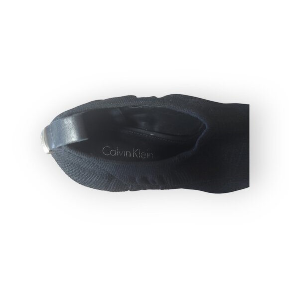 Calvin Klein "Massey" Women's Peep-Toe Bootie Heels Fabric Stretch Black Size 5 - Picture 5 of 8